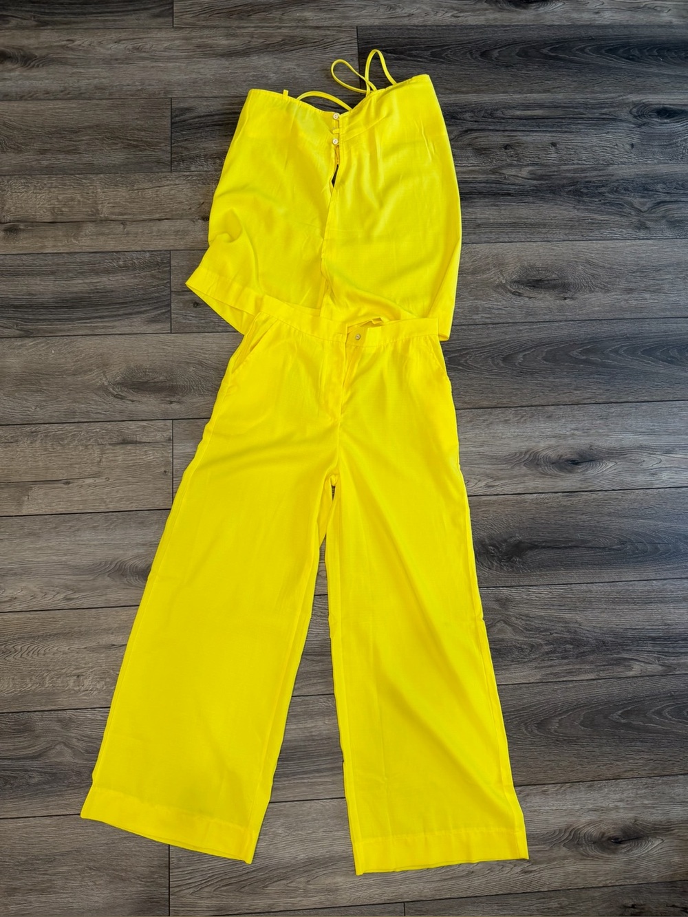 Bright Yellow pants suit with Adjustable Straps